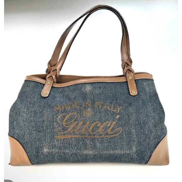 Gucci Denim Logo Tote - Picture 1 of 16